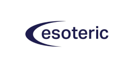 Esoteric Ltd company logo - black lowercase lettering of 'esoteric' and a black curved shape at the front