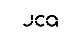JCA Engineering company logo - black lettering of 'jca' with small white grid lines across them