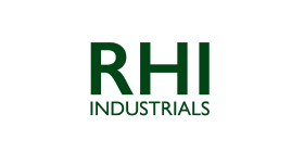 RHI Industrials company logo - dark green uppercase lettering, with 'RHI' in large letters above smaller text of 'INDUSTRIALS'