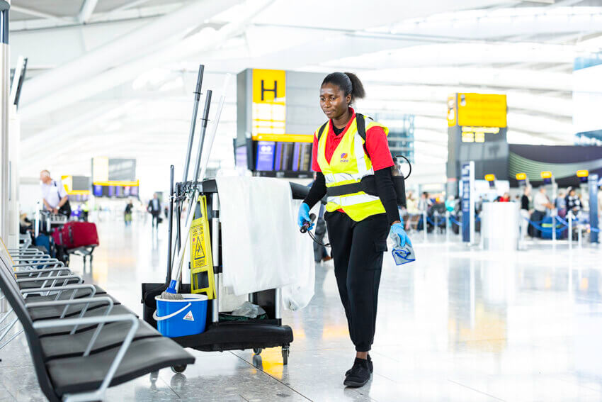 Mitie cleaner in Heathrow Airport