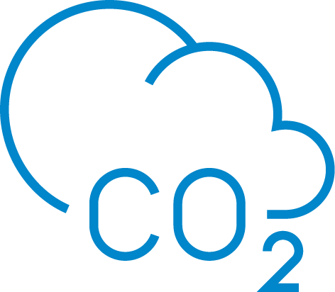 Blue illustration outline of CO2 in a cloud